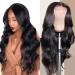 Larhali Hair 13x6 HD Lace Front Wigs Brazilian Body Wave Human Hair Wigs For Black Women 150% Density Pre Plucked with Baby Hair Natural Black (22, 13x6 Body Wave Wigs) 22 13x6 Body Wave Wigs