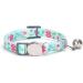 Moonpet Personalized Cat Necklace - Custom Name & Phone Number | Safety Closure & Bell - Blue Green Flower Design - Buy Online on GoSupps.com