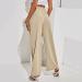 Gufesf Women's Cotton Linen Palazzo Pants with Pockets - Dressy Wide Leg Trousers in Summer Khaki (Medium) - Buy Online on GoSupps.com