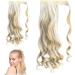 Wavy Ponytail Extension 23 Inch Synthetic Natural Curly Hairpiece Wrap Around Hair Extensions for Women Daily Use Blonde Wavy Hair Extensions - Buy Online on GoSupps.com