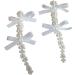 Feyley Earrings - Elegant Bow Pearl Charm Tassel Jewelry for Women & Girls | Perfect Gift in Black - Buy Online on GoSupps.com