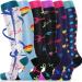 beister Compression Socks for Women & Men 15-20 mmHg Knee High Circulation Support Hose for Running Cycling Sports Multi-Colour-02 (6 Pairs) L-XL