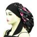 Satin Silk XL Hair Bonnet for Long Curly Hair - Black+Rose - Buy Online on GoSupps.com