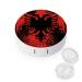 Bagea-Ka Albanian Flag Pattern Contact Lens Case Box Eye Care Kit Holder Mirror Box with Tweezers Remover Tool Solution Bottle for Outdoor Travel & Home