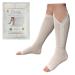 Open Toe 15-20 mmHg Moderate Compression Leg YKK Zipper White Socks