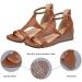 Rvidbe Women's Dressy Low Wedge Peep Toe Zipper Sandals - Brown, Size 8.5 - Buy Online on GoSupps.com