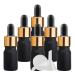 ZEOABSY 6 Pieces 5ml Empty Frosted Black/Gold Glass Dropper Bottles with Glass Pipette for Essence Essential Oil Elite Fluid Travel Cosmetics Storage Containers