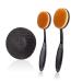 Sunscreen Brush Set - Sunblock Applicator for Kids Babies Families Adults Parents Child-Safe Face and Body Portable with Protective Caps and Cleaning Mat(Black/Rose Gold)(Black)