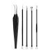 FVION Blackhead and Acne Extractor Kit Professional Pimple Popper Tool Kit Acne Tweezers and Blackhead Remover Tools for Face 5 PCS Extractor Pimple Popping Tools - Green