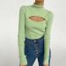 Women's Solid Color Turtleneck Sweater - Slim Fit Long Sleeve Knitted Pullover in Medium Green - Buy Online on GoSupps.com
