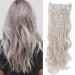 Silk-co Hairpiece Extensions Clip in Hair Extension Long Curly Wavy 8 Pcs Full Head 18 Clips Synthetic Heat Resistant 24 inch Blond&Silver Grey 24 Inch Curly #Blond&Silver Grey