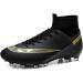 MFSH Unisex Big Boy Soccer Cleats Fg/ag High-top Spikes - Size 7 Women/6 Men - Professional Training Turf Indoor Athletic Sneaker - Black - Buy Online on GoSupps.com