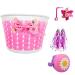 Liyamobu 4pcs Children's Bike Accessories-1 pc Girl's Bicycle Bell with 2 pcs Kids Bike Streamers,1pc Bike Front Handlebar Basket, and 1pc Bike Windmill Shiny Tassels+Long Pole