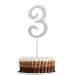 KINBOM Number Cake Topper 4inch Birthday Cake Toppers Numbers Metallic Glitter Rhinestones Cake Topper for Party Anniversary Celebration Birthday Wedding Bling Cake Decorations (Silver 3)