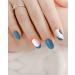 JUSTOTRY 24 Pcs Almond Press-On Nails | Glossy Full Cover Acrylic Fake Nails with French Steelblue Design | Nail Art Kit with Glue - Buy Online on GoSupps.com