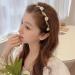 Rose Flower Pearl Headband Set - Gold Metal Floral Hairband for Wedding, Women's Hair Jewelry - Buy Online on GoSupps.com