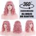 BERON 14 Women Girls Short Curly Synthetic Wig with Bangs - Lovely Pink 14 Inch - Buy Online on GoSupps.com