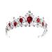 Lurrose Elegant Silver Bridal Crown Rhinestone Princess Tiara for Party Pageant (Red)