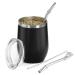 Telanks Mate Becher 340 ml mate tea cup double -walled 18/8 stainless steel contains bombillas and a cleaning brush Yerba Mate cup (black) black 1