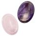 Nupuyai 2pcs Amethyst & Rose Quartz Oval Thumb Worry Stone Set Energy Crystal Pocket Palm Stone for Healing Anxiety Stress Relief Reiki Therapy 45x35mm #3-purple & Pink