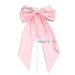 Women's Pink Satin Bow Barrettes - Long Ribbon Hair Clips for Parties - Buy Online on GoSupps.com