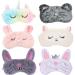 6 Pack Cute Animal Unicorn Sleep Mask for Girls Soft Plush Blindfold Cute Unicorn Rabbit Cat Sheep Sleeping Masks Eye Cover Eyeshade for Kids Teens Girls Women Plane Travel Nap Night Sleeping