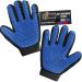 Gorilla Grip Pet Grooming Gloves, Dog Hair Deshedding Glove Brush, Reduce Shedding, Gentle Massage for Pets, Five Finger Design, Soft Silicone Tips, Remove Long or Short Haired Cat and Dogs Fur Blue