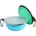 Slson Foldable Travel Pet Bowls - 2 Pack Silicone Dog & Cat Bowls with Lid & Hook - Portable 350ml for Hiking & Camping - Light Blue - Buy Online on GoSupps.com