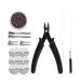 Hair extension set microring pliers for hair extensions 3 mm nano-rings silicone feed micropers tension needle and loop thread brown 500 pieces