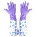 POPETPOP Aquarium Gloves Shoulder - Aquarium Water Change Gloves Keep Hands & Arms Dry Water Change Gloves Non-Slip Long Rubber Gloves-Purple