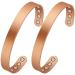 Feraco Lymph Detox Magnetic Copper Bracelet for Women Men Arthritis Carpal Tunnel Pain Relief Lymphatic Drainage Therapeutic Sleek 99.9% Solid Copper Magnet Bracelets 2 PCS Cuff Bangle