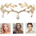 Hand-Woven Veil Accessories Headband Rhinestone Leaf Headband Golden Wedding Head Chain With Teardrop Crystal Leaf Hair Vine - Buy Online on GoSupps.com