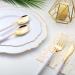 144 PCS Disposable Gold Silverware with White Handle - 48 Forks, 48 Knives, 48 Spoons - Buy Online on GoSupps.com
