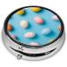 Painted Eggshell Portable Metal Pill Box - Round Mini 3-Compartment Hinged Design for Travel Black - Ideal for Small Pills - Buy Online on GoSupps.com