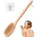 Yes Cart Back Scrubber for Shower - Soft 2 in 1 Shower Brush with Long Handle | Natural Bristles Bath Brush | 40cm Back Brush Long Handle for Shower l Back Scrubbers for Use in Shower 1 Count (Pack of 1)