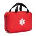 Jipemtra Red First Aid Bag Empty Travel Rescue Pouch First Responder Storage Medicine Emergency Bag for Car Home Office Kitchen Sport Outdoors (Red with Folders)