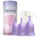 Menstrual Cups - Set of 3 Reusable Period Cups Soft Silicone Tampon and Pad Alternative (1 Small &1 Medium &1 Large) (Purple)