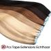 Elailite Tape In Hair Extensions - Real Human Hair for Girls 20 Wefts 40cm 50g #4P27 Medium Brown/Honey Blonde - Buy Online on GoSupps.com