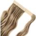17" Long Curly Wavy Wrap Around Ponytail Clip in Hair Extensions One Piece Hairpiece Magic Tape in Pony Tail Extension for Women Light Brown & Ash Blonde - Buy Online on GoSupps.com