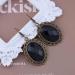 Vintage Black Crystal Drop Earrings | Oval Onyx Dangle Jewelry for Women | Large Onyx Stud Earrings & Black Gem Hooks - Buy Online on GoSupps.com