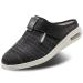 MEJORMEN Men's Diabetic Shoes Extended Width Adjustable Closure Slippers Breathable Lightweight Casual Sandals Support for Swollen Feet Diabetic & Edema Black Gray