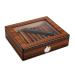 Cigar Humidor with Humidifier Hygrameter Cedar Wood Travel Cigar Case Glass Top Desktop Humidor Case Cigar Box with Divider Hold 35 Cigars