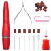 Professional Electric Nail Drill for Acrylic Nails Portable USB Nail File Manicure & Pedicure Tools Set 6 in 1 Acrylic Finger Toe Nail Care Kit Nail Buffer Manicure P Red