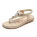 Summer Shoes Women Sandals Bohemian Flat Sandals Chaussures Femme Flip Flops Low Heel Thongs Sandals (Size: 6.5 Code) B 6code
