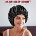 2 Pcs Waterproof Satin Sleep Caps for Curly Hair | Extra Large Double Layer Bonnet | Adjustable & Stylish (Black+roseRed) - Buy Online on GoSupps.com