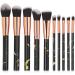 Marble Black 10-Piece Makeup Brush Set: Perfectly Crafted Brushes For Flawless Face Makeup - Angular Blush Flat Brush Smudge Brush Fan Brush Included