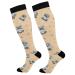 Haskirky High Elasticity Compression Socks High Knee Socks Adult Universal Leisure Relieve Fatigue Cartoon Raccoons Travel Daily with Running (2 Pair)