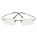 CessBlu Blue Light Blocking Glasses for Women Men Titanium Rimless Computer Readers Anti UV Rays Bendable Black 0.0 x
