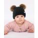 Satin-Lined Hat Hut Toddler Beanie with Pom Poms - Black | Winter Hats for Kids Boys Girls - One Size - Buy Online on GoSupps.com