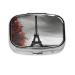 Grey Paris Eiffel Tower Printing 2 Compartment Small Pill Case Cute Small Pill Box Purse Pill Boxs Travel Pill Organizer for Pocket Purse and Travel Gifts